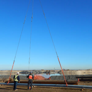 Crane Carrying Steel at the Finger Dyke Sump Project