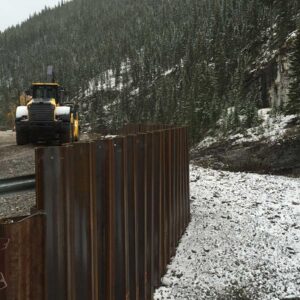 Erecting Steel for the Canyon Creek Retaining Wall Project