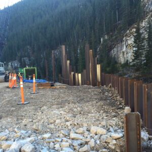 Erecting Steel for the Canyon Creek Retaining Wall Project