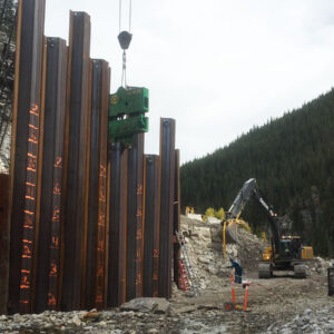 Erecting Steel for the Canyon Creek Retaining Wall Project