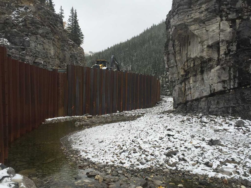 Canyon Creek Retaining Wall Project Under Construction