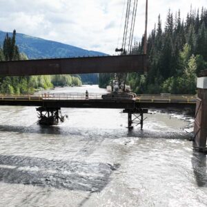 Erecting Steel for the Bell Irving Bridge Project