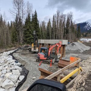 Heavy Equipment Operating at the Bell Irving Bridge Project