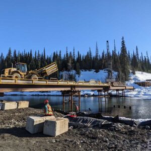 Heavy Equipment Operating on the Bell Irving Bridge Project