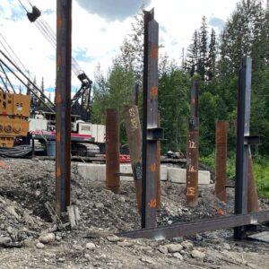Erecting Steel for the Bell Irving Bridge Project