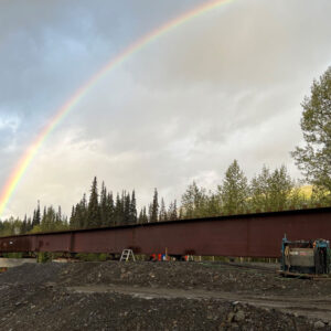 Bell Irving Bridge Project with a Rainbow