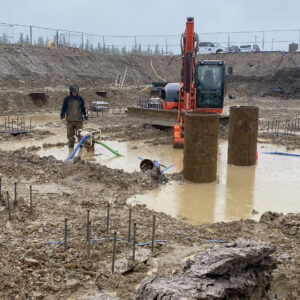 Piling in mud