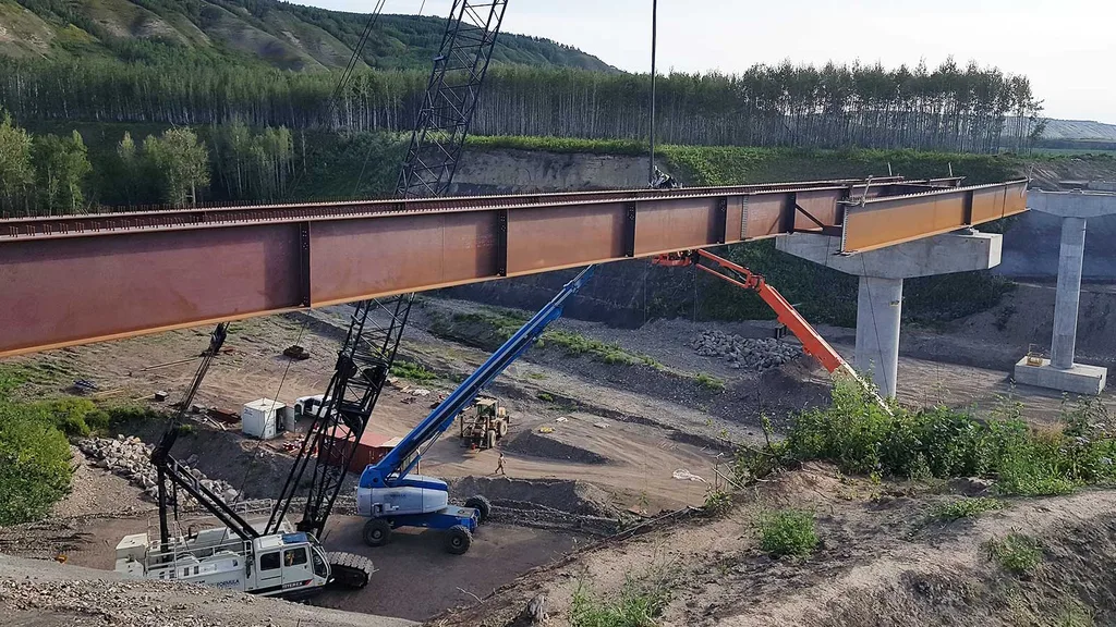 Erecting Steel for Dry Creek Highway Bridge