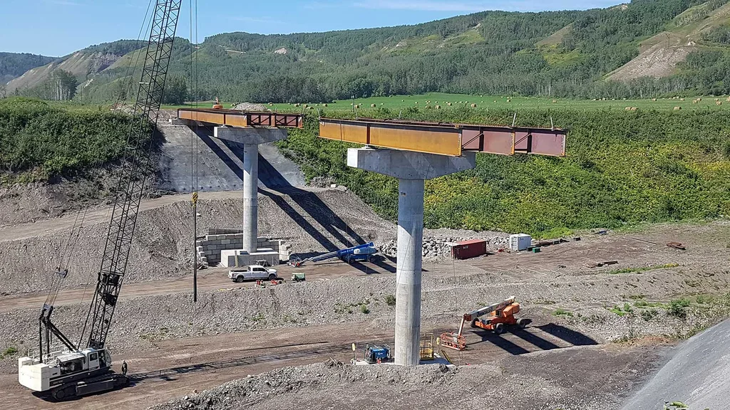 Erecting Steel for Dry Creek Highway Bridge