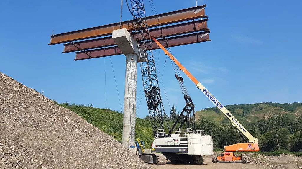 Erecting Steel for Dry Creek Highway Bridge