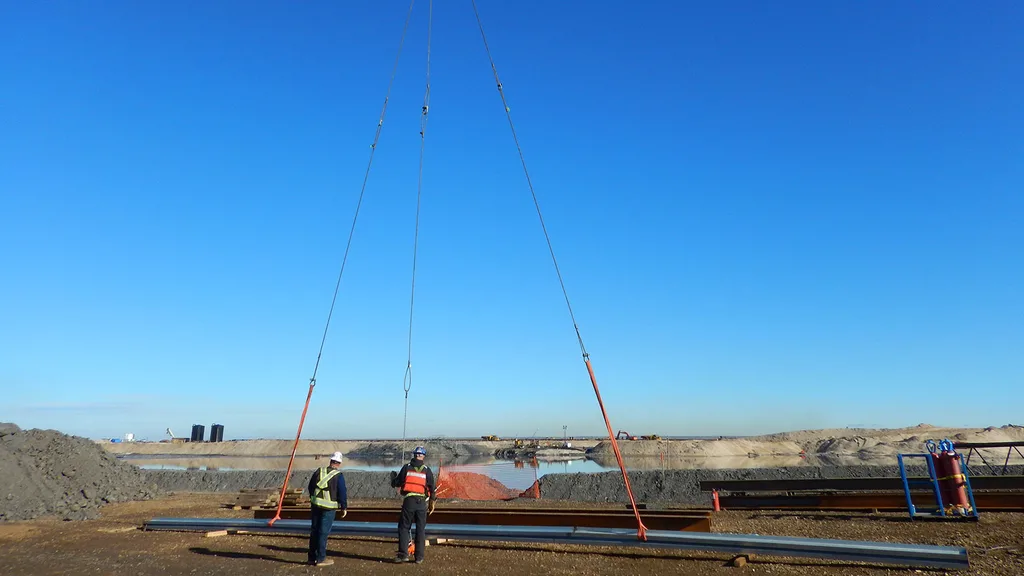 Crane Carrying Steel at the Finger Dyke Sump Project