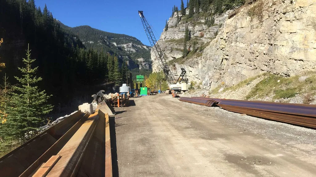 Heavy Equipment Operating at the Canyon Creek Retaining Wall Project
