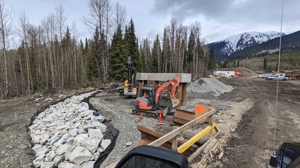 Heavy Equipment Operating at the Bell Irving Bridge Project