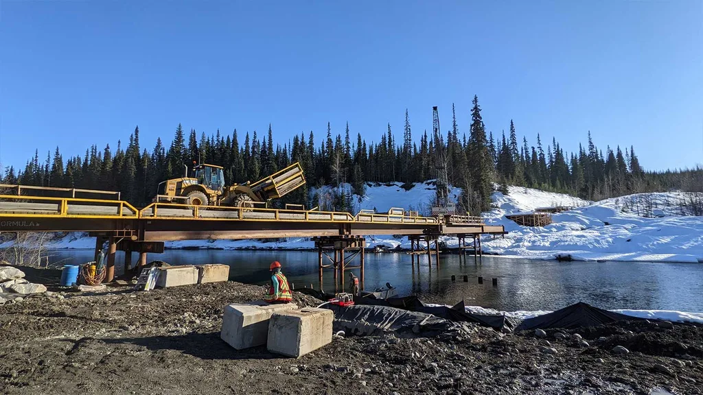 Heavy Equipment Operating on the Bell Irving Bridge Project