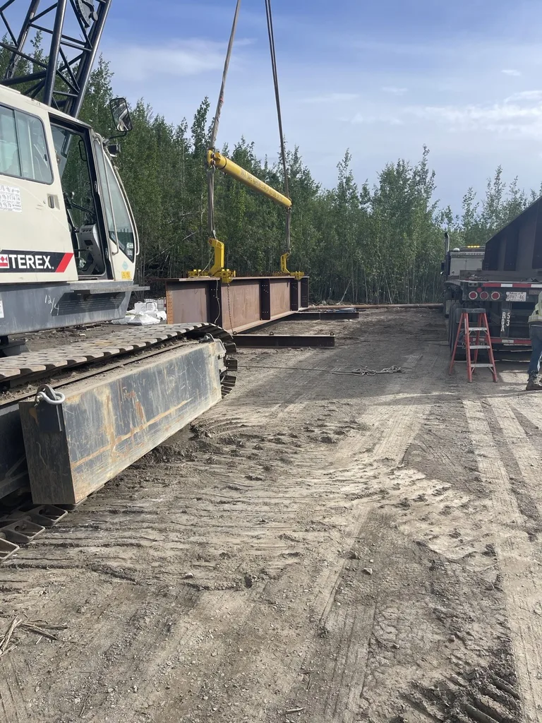 Crane lifting bridge steel girder