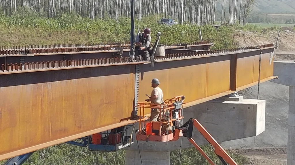 Erecting Steel for Dry Creek Highway Bridge