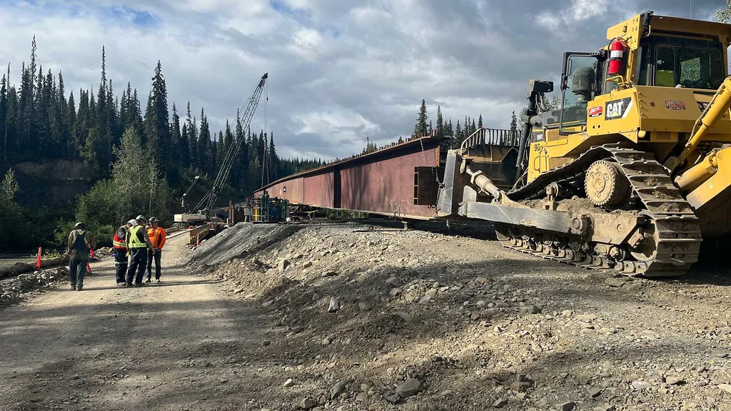 Erecting Steel for the Bell Irving Bridge Project