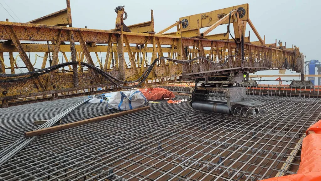 Laying Rebar for the Dry Creek Highway Bridge
